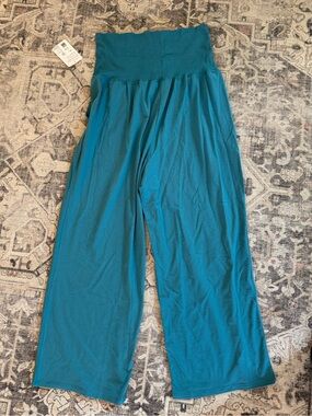 NWT Jockey Soft Touch Luxe Wide Leg Teal Lounge Pants, Size L
